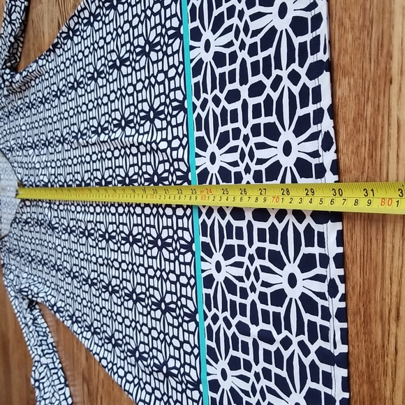 (S) Tacera Geometric Print Loose ¾ Sleeve V Neck Tunic Dress Vacation Summer - Picture 4 of 10